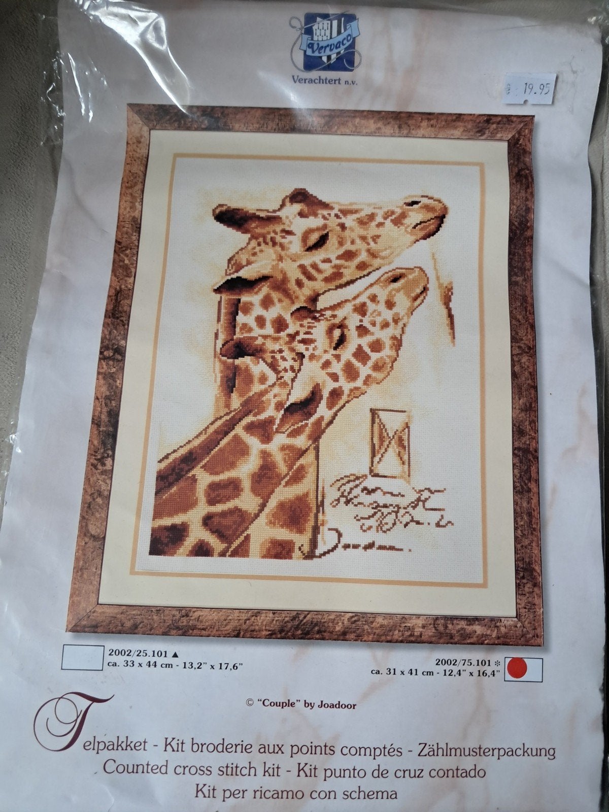 Borduurpakket "Couple" van Joadoor - Giraffen, Hobby en Vrije tijd, Ophalen of Verzenden, Nieuw, Handborduren, Borduurpakket