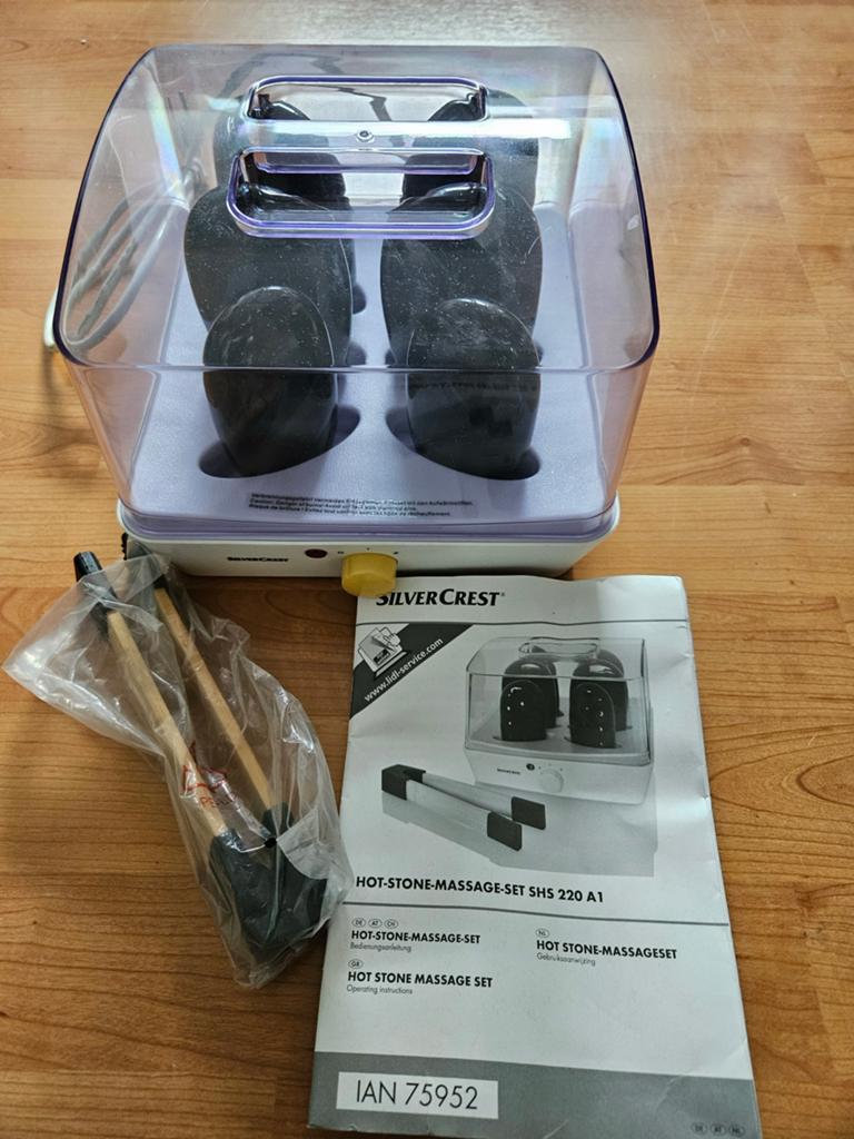 SilverCrest Hotstone Massage Set SHS 220 A1, Sport en Fitness, Ophalen, Zo goed als nieuw