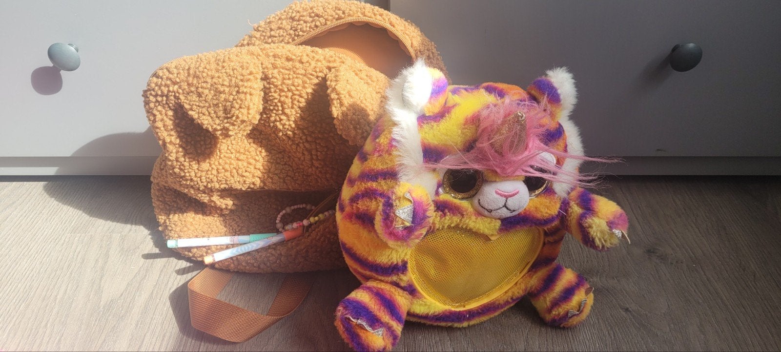 Pluche tas, knuffel, 2 pennen, 2 armbandjes, Ophalen, Overige typen