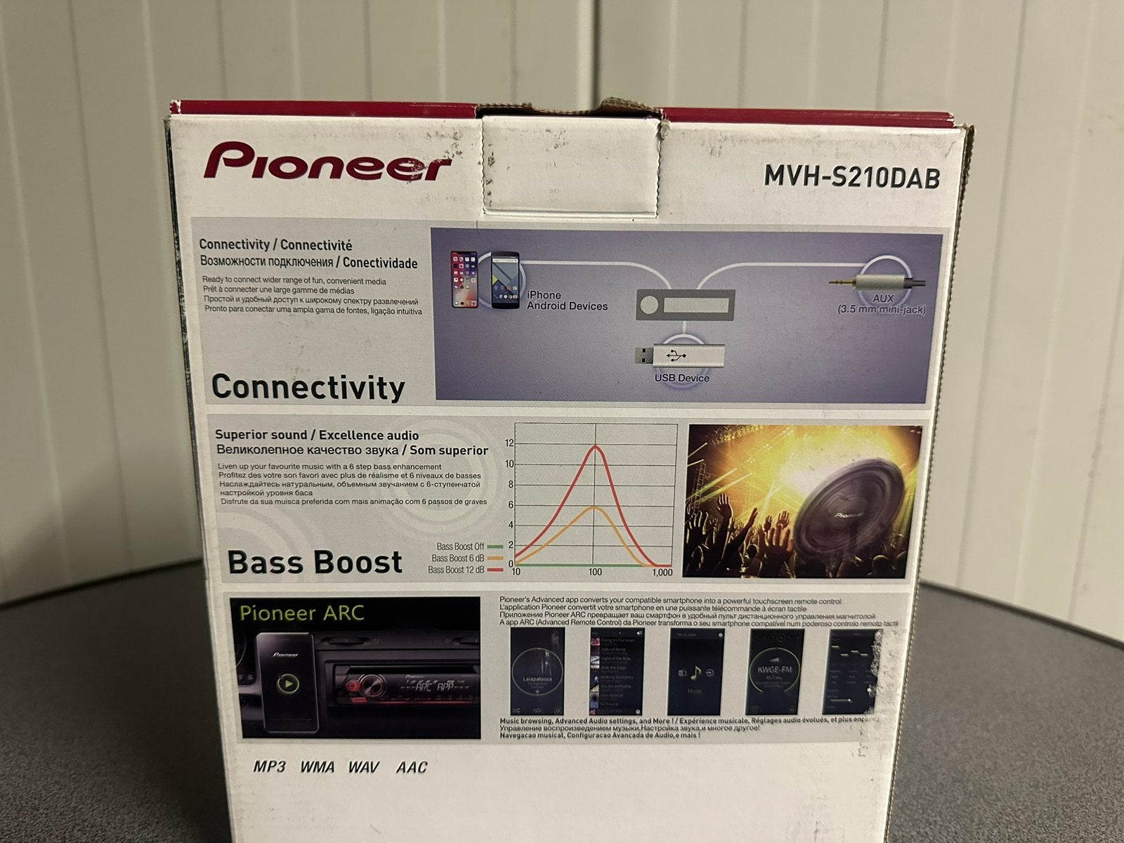 Pioneer MVH-S210DAB Autoradio Enkel din Rood-USB-DAB, Ophalen of Verzenden, Zo goed als nieuw