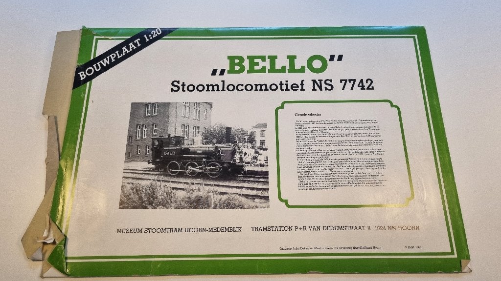 Bouwplaat Bello Stoomlocomotief NS 7742, Ophalen of Verzenden, Zo goed als nieuw, Tram, Overige typen
