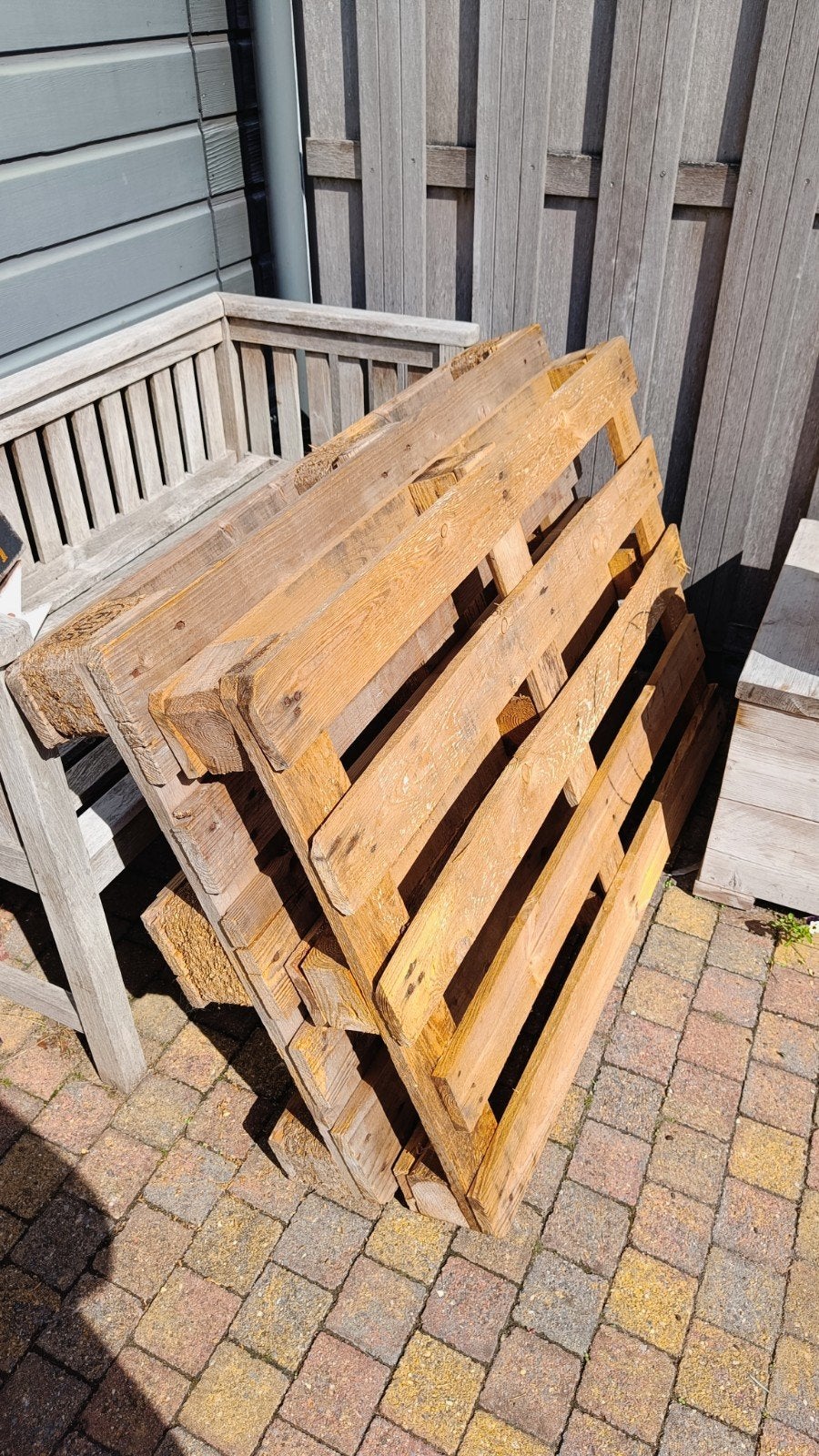 5 grote houten pallets - Gratis, Doe-het-zelf en Verbouw, Hout en Planken, Ophalen, Minder dan 25 mm, Pallet, Minder dan 200 cm