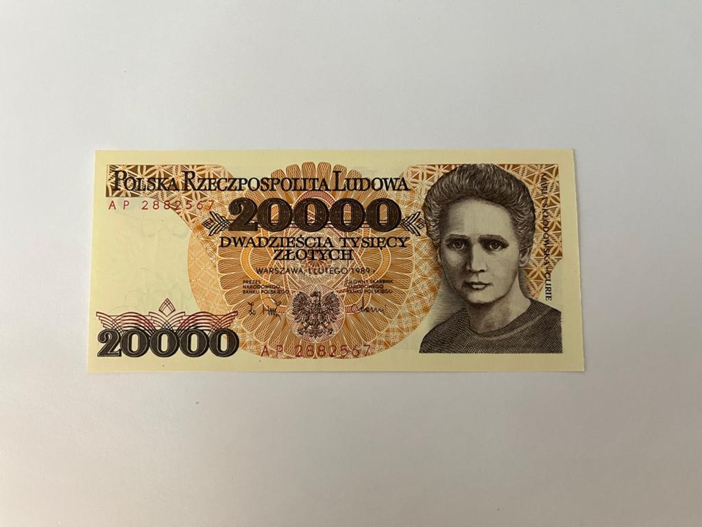 20000 Zlotych biljet Polen 1989 - Maria Skłodowska-Curie, Verzenden, Polen, Los biljet