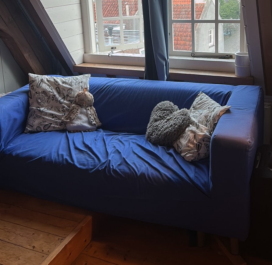Blauwe IKEA bank, Huis en Inrichting, Ophalen, 150 tot 200 cm, Tweepersoons, 75 tot 100 cm