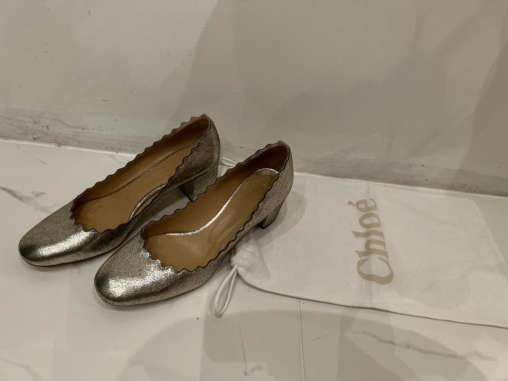 Chloe leather golden pumps, Pumps, Overige kleuren, Ophalen of Verzenden, Gedragen