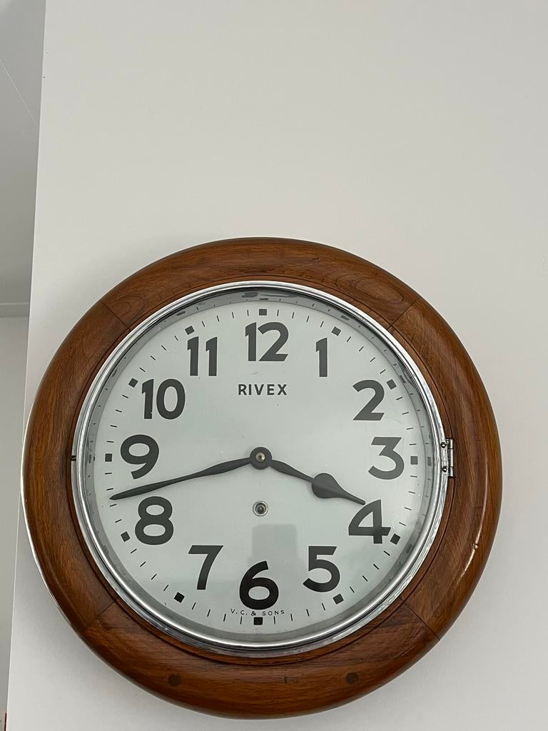 Vintage Rivex Eiken Wandklok - Klassiek Design, Antiek en Kunst, Ophalen