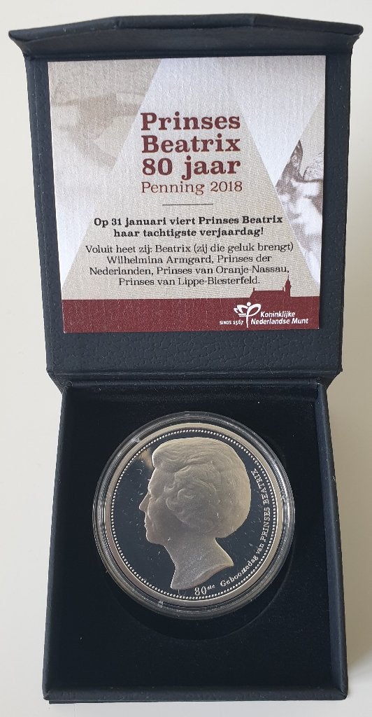 Nederland 80 jaar beatrix penning zilver proof, Postzegels en Munten, Munten | Nederland, Verzenden, Koningin Beatrix, Losse munt