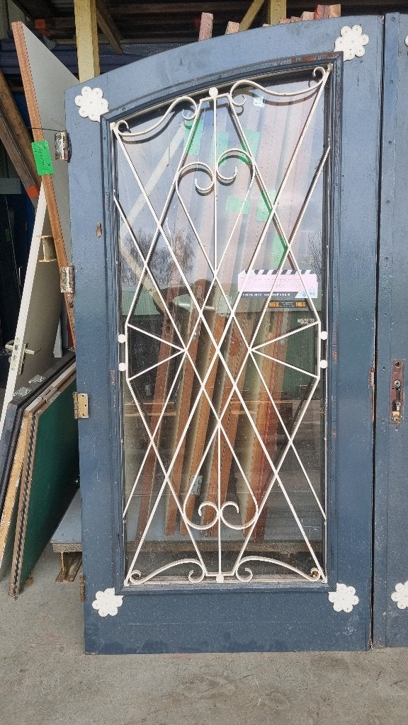 Dubbele deuren hardhout smeedwerk smeedijzer ( 364 ), Ophalen, Gebruikt, 120 cm of meer, Nb