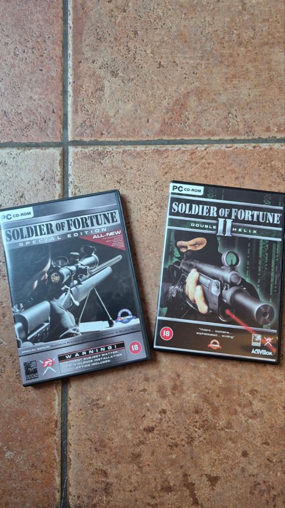 Soldier of Fortune 1 & 2 PC CD-ROM Games, Spelcomputers en Games, Games | Pc, Gebruikt, Vanaf 18 jaar, Shooter, 1 speler