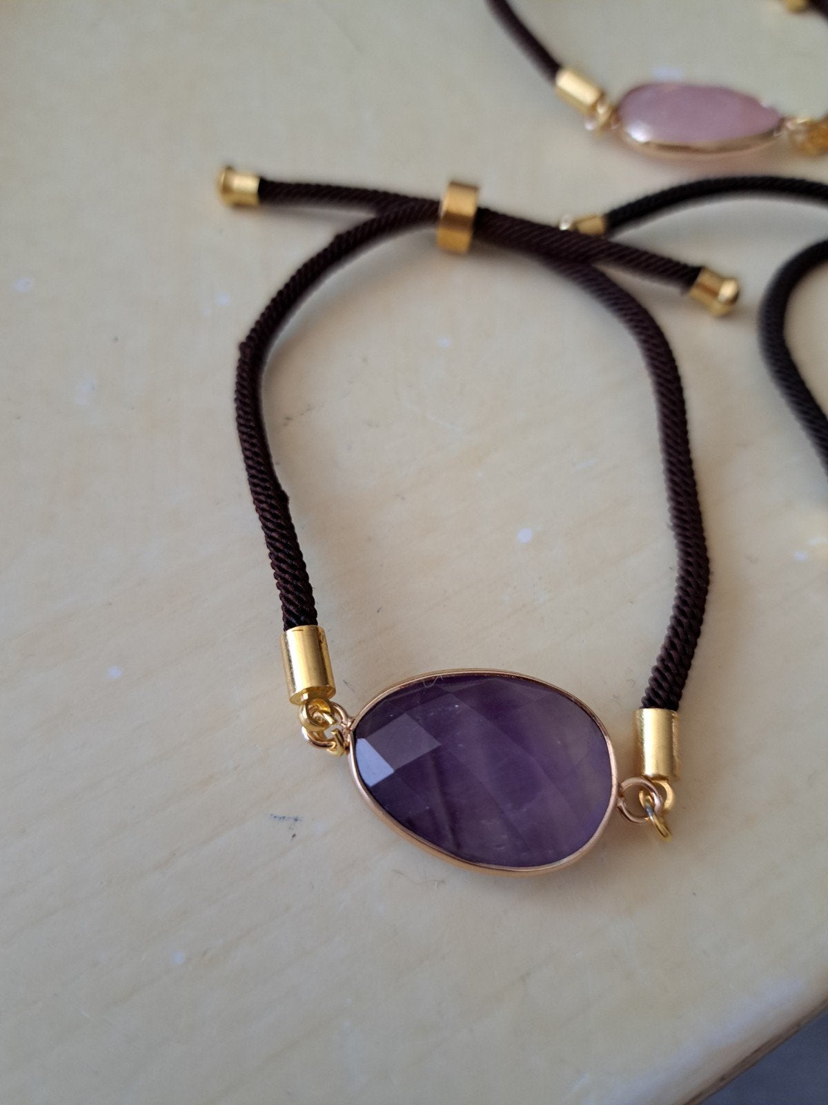 amethist armband verstelbaar, Ophalen of Verzenden, Zo goed als nieuw, Paars, Overige materialen
