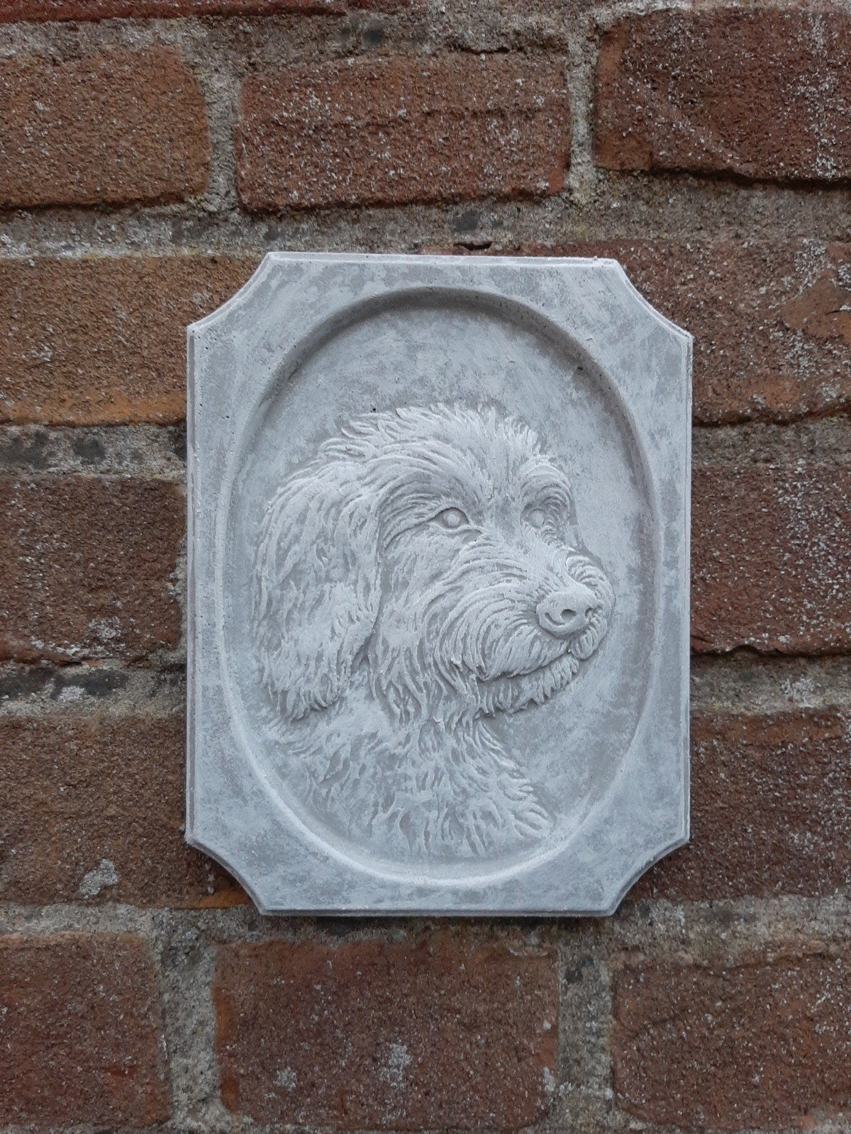 Hond wanddecoratie betonnen beeld tuinbeeld beton, Ophalen of Verzenden