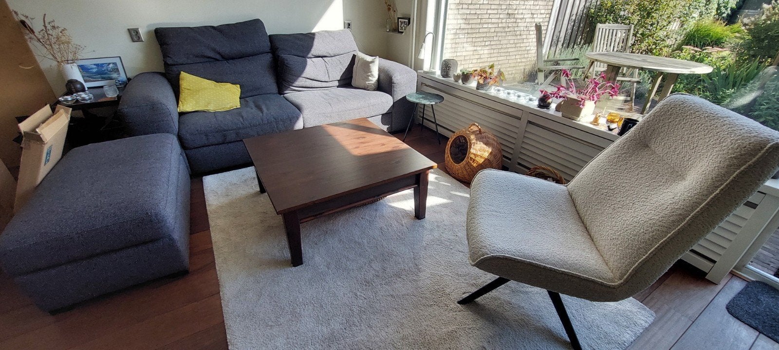 Stevige Salontafel Massief Hout Donkerbruin met Lade, Huis en Inrichting, Ophalen, Gebruikt, 50 tot 100 cm, Vierkant