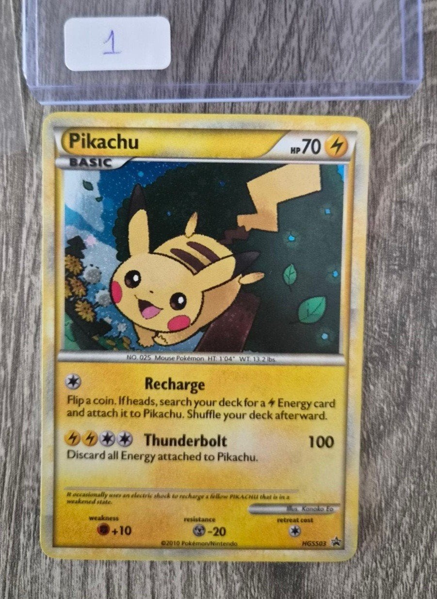 Pikachu promo HeartGold & SoulSilver nog 4 beschikbaar, Ophalen of Verzenden, Zo goed als nieuw, Losse kaart, Foil