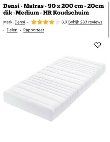 Matras, Ophalen, 90 cm, Eenpersoons, Nieuw