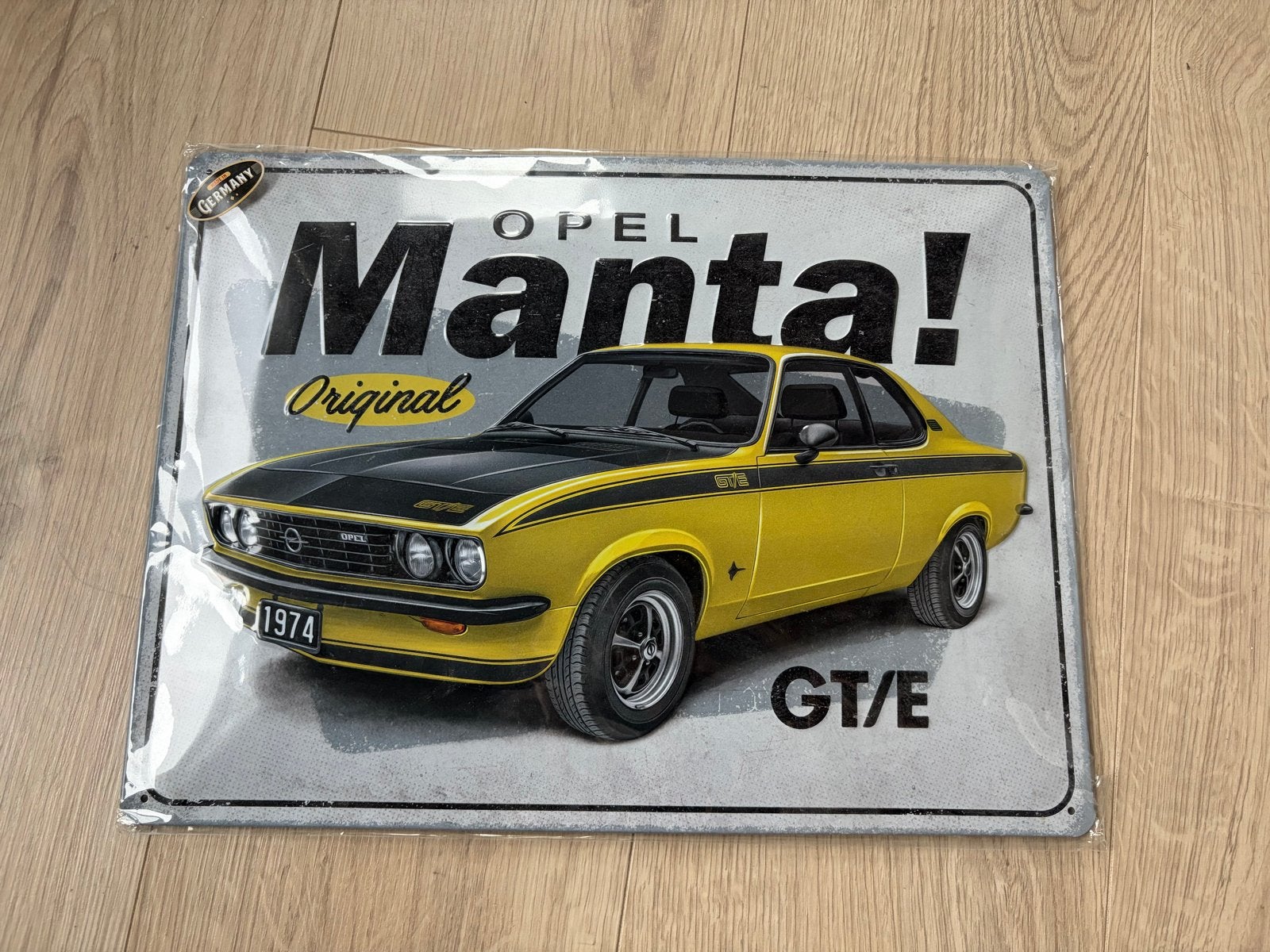 Opel Manta GT/E 1974 Origineel - Metalen Wandbord, Ophalen of Verzenden, Nieuw, Auto's