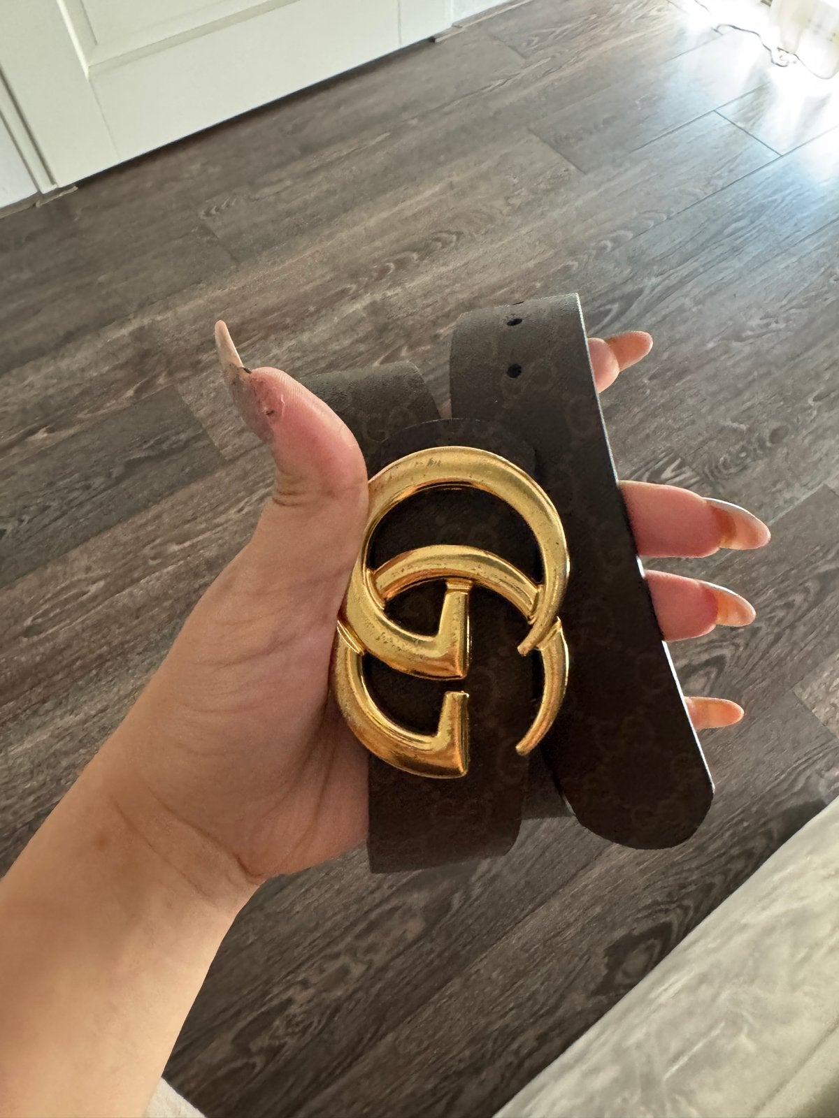 Gucci riem met GG-logo gesp, Echt leder, Heupriem, Ophalen of Verzenden, Gedragen