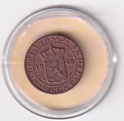 Nederlands Indie 1/2 Cent 1945 PP Zeer Fraai, Postzegels en Munten, Munten | Nederland, Verzenden, Koningin Wilhelmina, Overige waardes