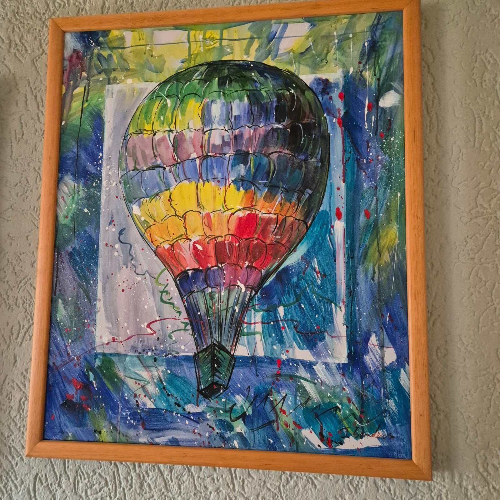 Kleurrijk Schilderij: Vrolijke Luchtballon, Ophalen