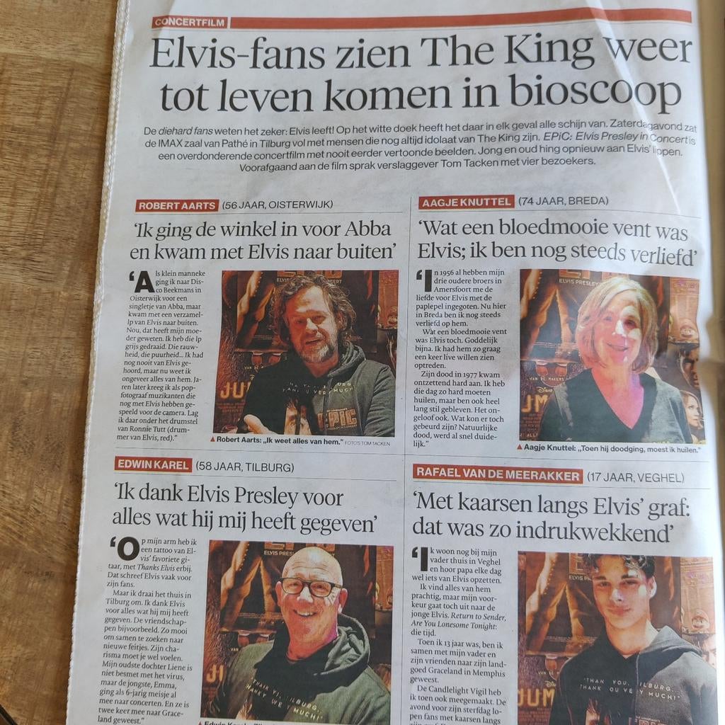 Elvis Fans zien The King tot leven komen in bioscoop., Verzamelen, Ophalen of Verzenden, 1980 tot heden, Nederland, Knipsel(s)
