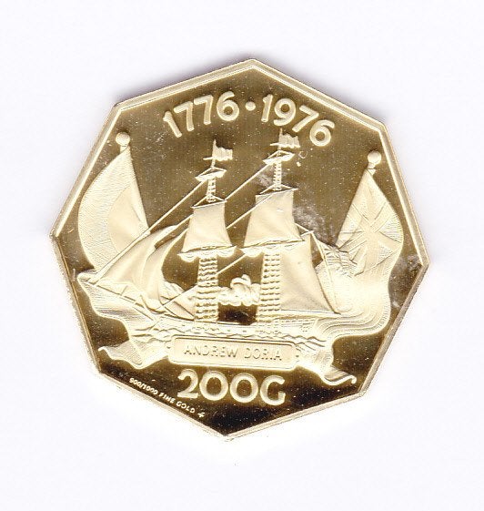 Nederlandse Antillen 200 gulden 1976 Andrew Doria Goud, Ophalen of Verzenden, Koningin Juliana, Goud