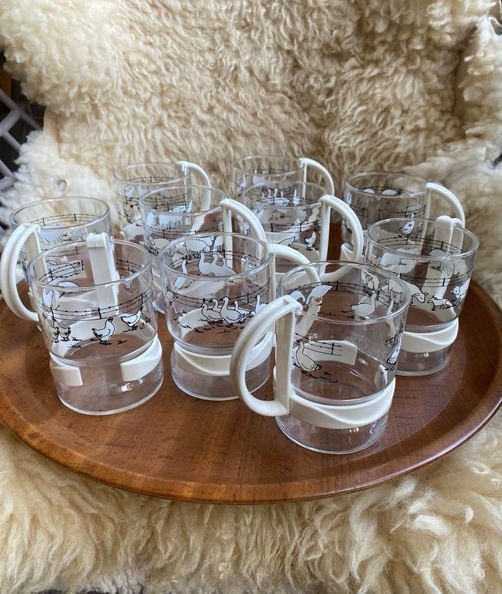 Set van 10 vintage theeglazen jaren ‘70, Glas of Glazen, Vintage, Ophalen of Verzenden, Glas