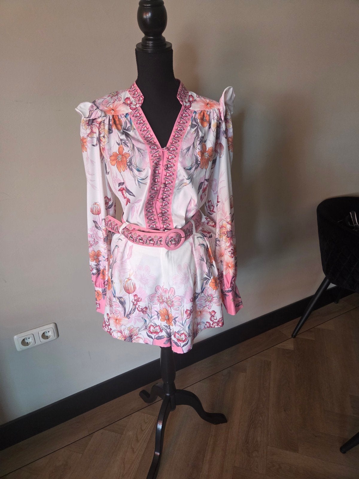 Azara Paris Bloemenprint Blouse en Short Set Maat L, Kleding | Dames, Ophalen of Verzenden