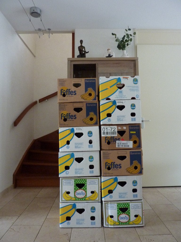 12X verhuisdoos bananendoos voor €10,00 is voor goed doel., Ophalen, 40 tot 60 cm, 50 tot 75 cm, Minder dan 35 cm
