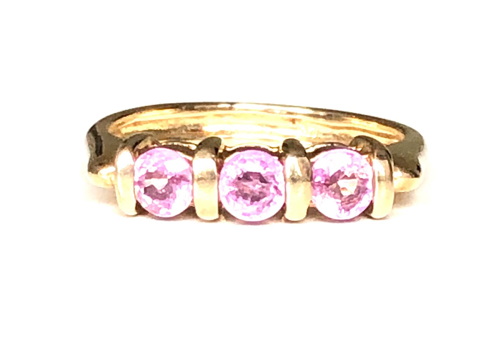 AnnaNina vintage 9k gouden ring roze saffier maat 17, Gebruikt, Ophalen of Verzenden, 17 tot 18, Roze
