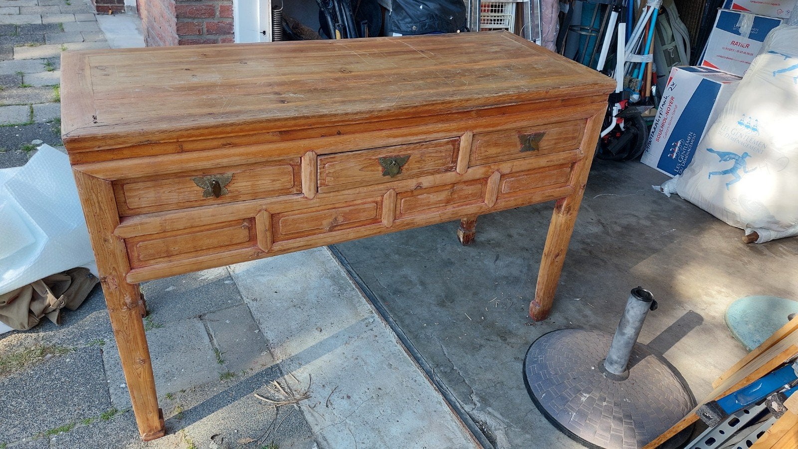 Koloniale/Teakhouten Sidetable/Kast met 3 Laden, Antiek en Kunst, Ophalen