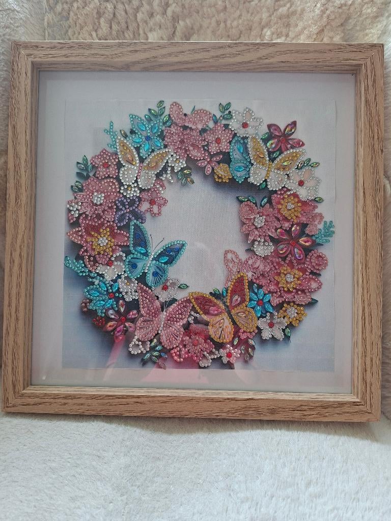 Schilderijtje handgemaakt, Ophalen, Meerkleurig, Textiel, Decoratieobject