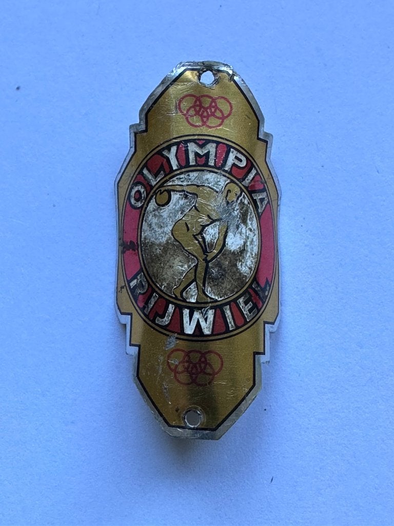 Balhoofdplaatje Olympia rijwiel balhoofd plaatje., Gebruikt, Overige typen, Ophalen of Verzenden, Olympia