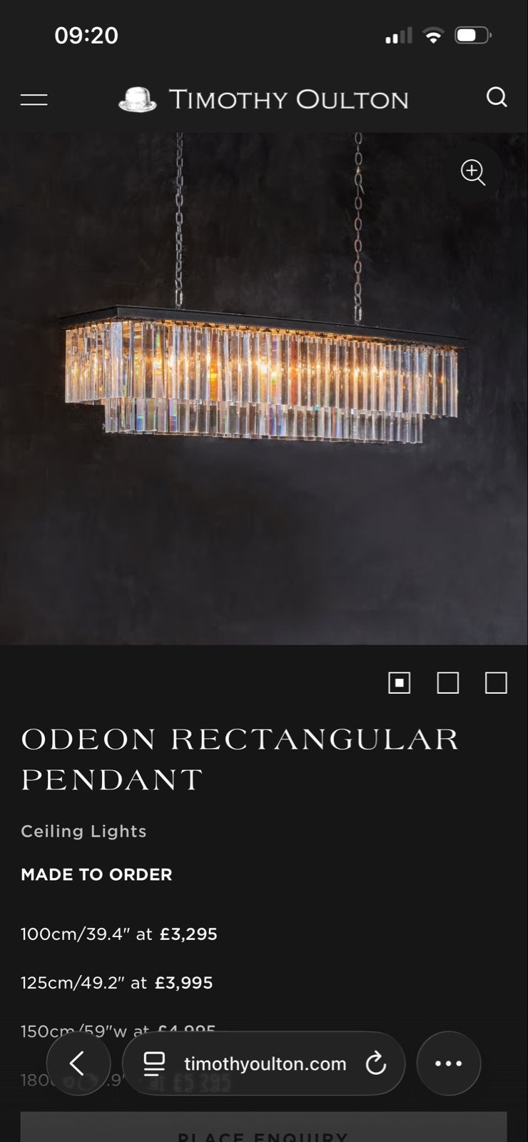 Set van 2 Timothy Oulton Odeon Rectangular Pendant lampen, Huis en Inrichting, Lampen | Hanglampen, Ophalen, Zo goed als nieuw