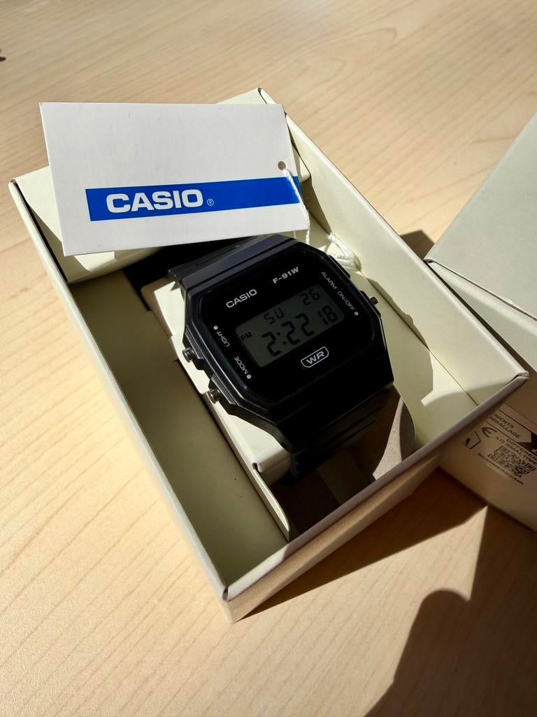 Casio F-91WB-1AEF Digitaal Polshorloge - Zwart, Casio, Kunststof, Polshorloge, Ophalen of Verzenden