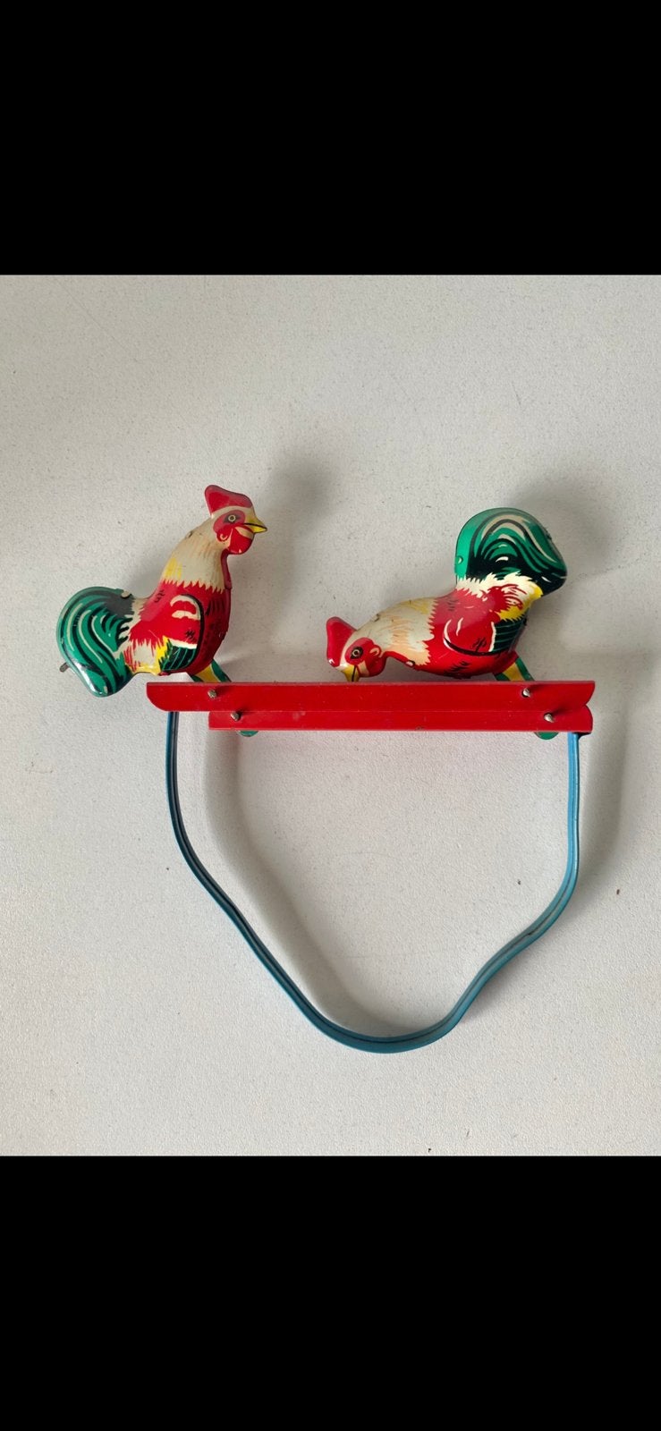vintage BLIKKEN KNIJPSPEELGOED ‘PIKKENDE KIPPEN’, Ophalen of Verzenden, Zo goed als nieuw
