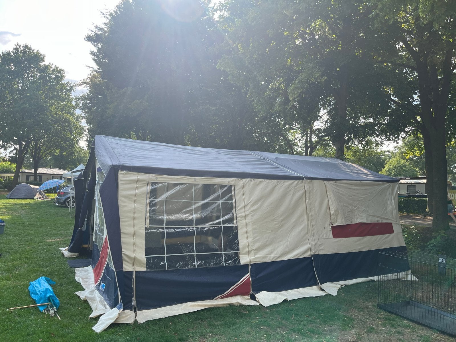 Ruime Jamet vouwwagen voor 6 personen, Caravans en Kamperen, Ophalen, Blauw, Tot en met 6, Jamet