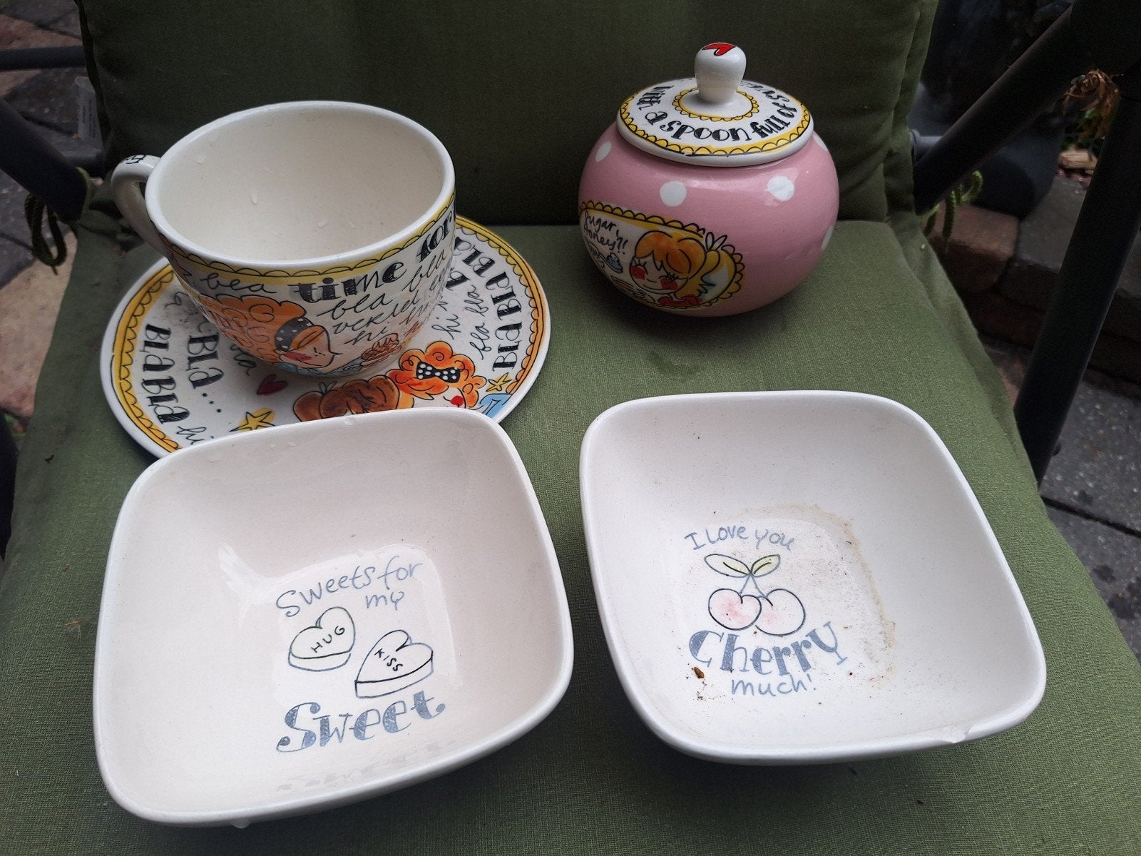 Blond Amsterdam servies: bord, suikerpot, bakjes, soepkom, Vintage, Ophalen of Verzenden, Zo goed als nieuw, Aardewerk