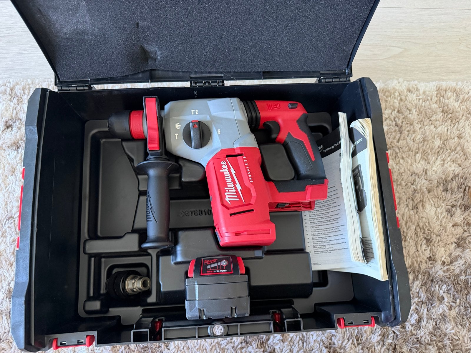 Milwaukee M18 Brushless Boorhamer met accu en koffer, 600 watt of meer, Boor- en/of Breekhamer, Ophalen of Verzenden, Zo goed als nieuw