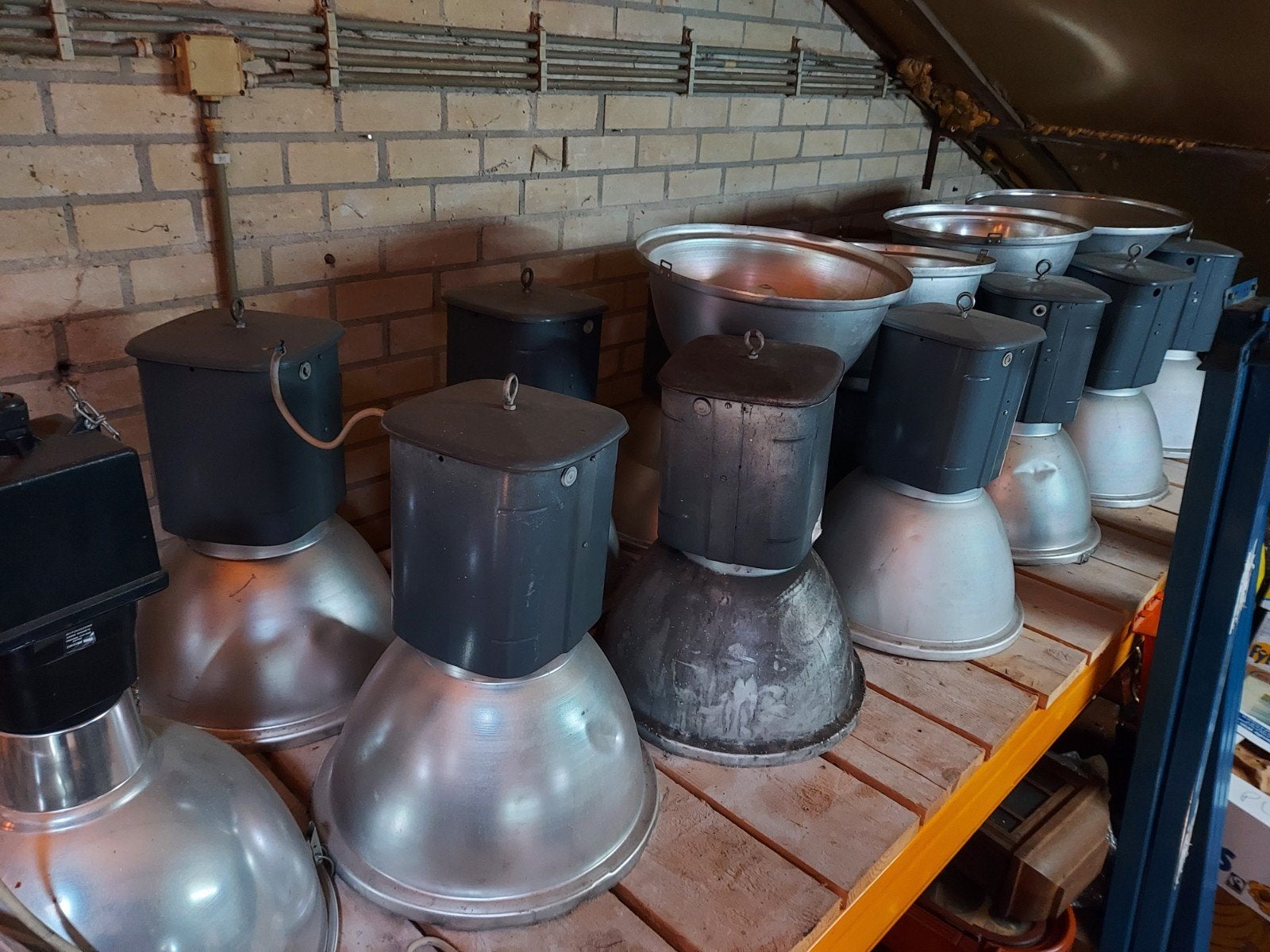 partij van 30 industriële hanglampen fabriekslampen, Ophalen, Gebruikt, Glas