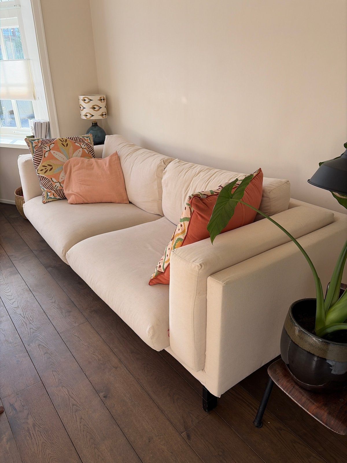Beige Nockeby bank, Huis en Inrichting, Ophalen, Gebruikt, Driepersoons, 75 tot 100 cm