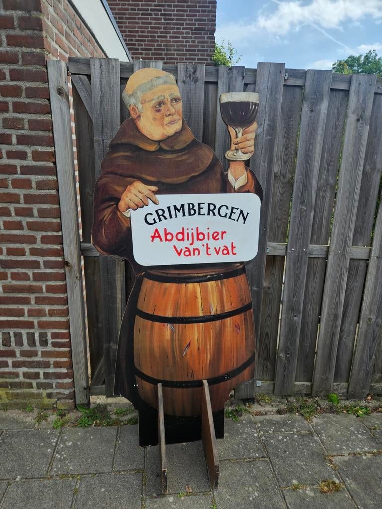 Mooi houten Grimbergen stoepbord., Ophalen, Gebruikt, Reclamebord, Plaat of Schild, Overige merken