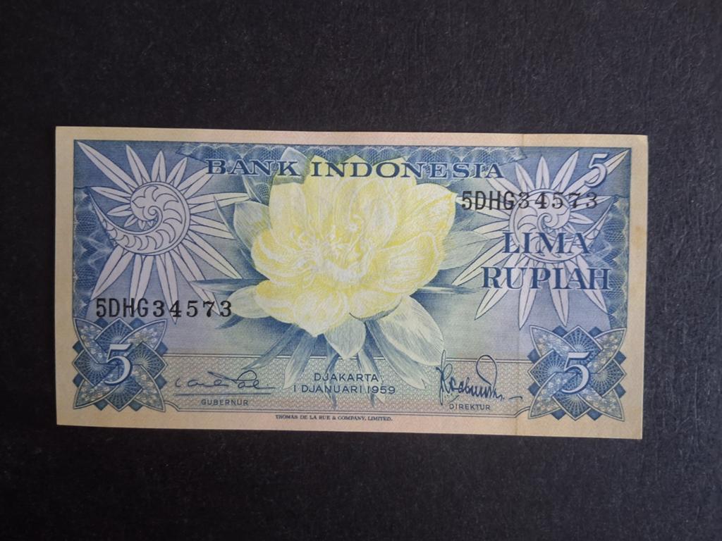 5 rupiah Indonesië unc 1959, Ophalen of Verzenden, Zuidoost-Azië, Los biljet