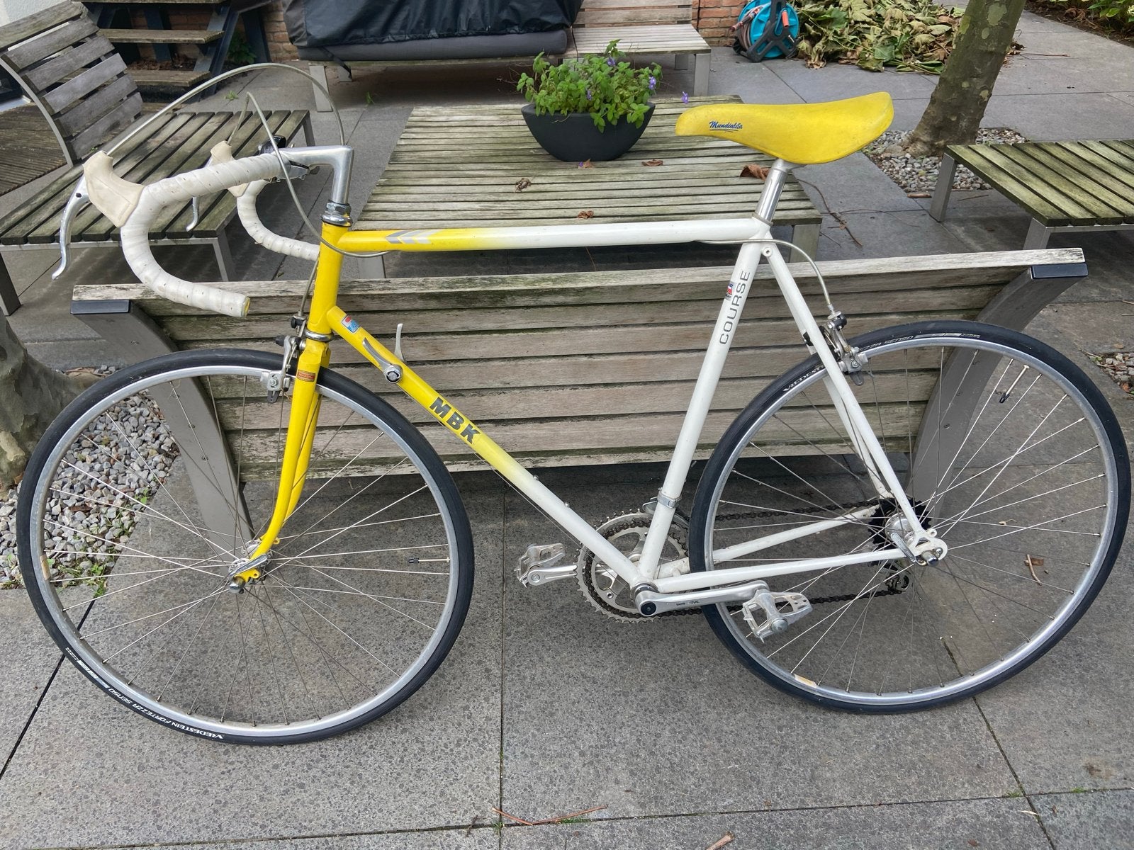 MBK Course racefiets - Vintage geel/wit, Fietsen en Brommers, Gebruikt, Staal, 53 tot 57 cm, Ophalen