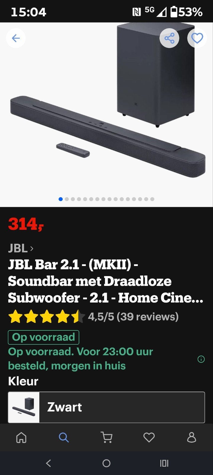 JBL Bar 2.1 (MKII) Soundbar met Draadloze Subwoofer, Audio, Tv en Foto, Soundbars, Ophalen of Verzenden, Zo goed als nieuw