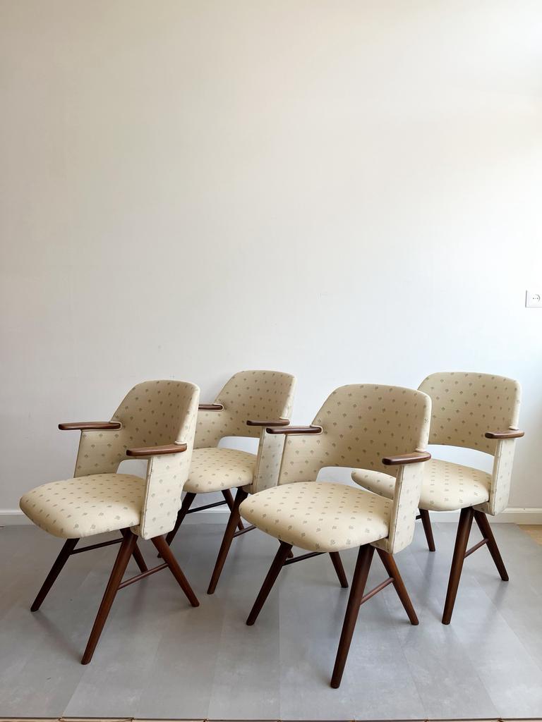 4 vintage stoelen Cees Braakman Pastoe, model FT30, jaren 60, Ophalen, Gebruikt, Bruin, Pastoe