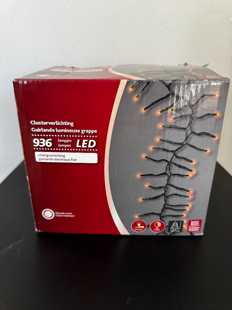 Cluster kerstverlichting 936 LED – 12 meter – klassiek warm, Ophalen, Gebruikt