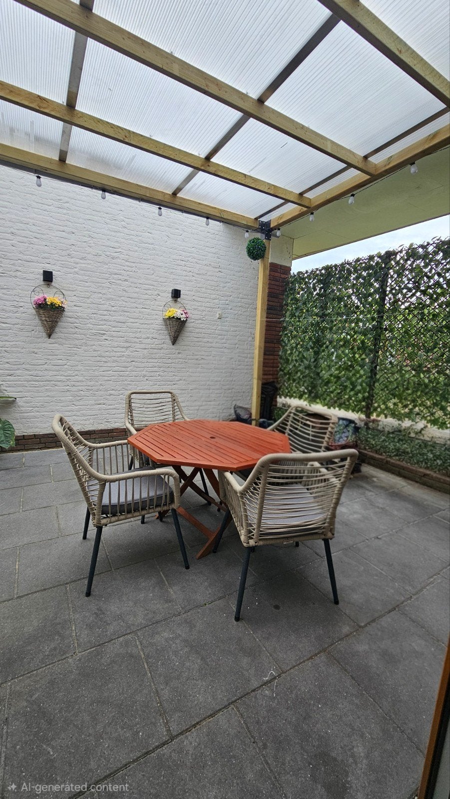 tuintafel (handgemaakt), Tuin en Terras, Tuinsets en Loungesets, Ophalen, 4 zitplaatsen, Gebruikt, Wicker