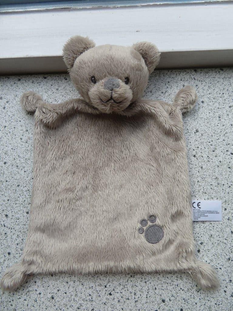 Knuffeldoek beer beertje merk Nicotoy grijs met berenpootje, Beer, Grijs, Ophalen of Verzenden, Zo goed als nieuw