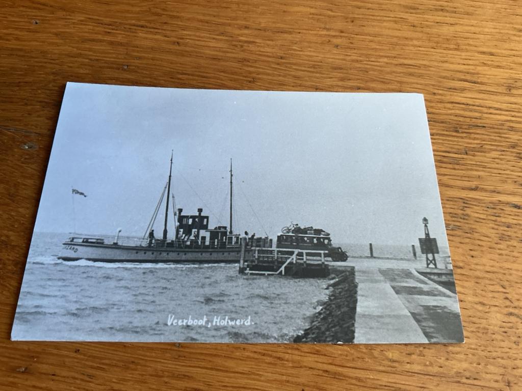 O254 Holwerd veerboot autobus REPRODUCTIE, Verzamelen, Ophalen of Verzenden, Voor 1940, Zo goed als nieuw, Overige onderwerpen