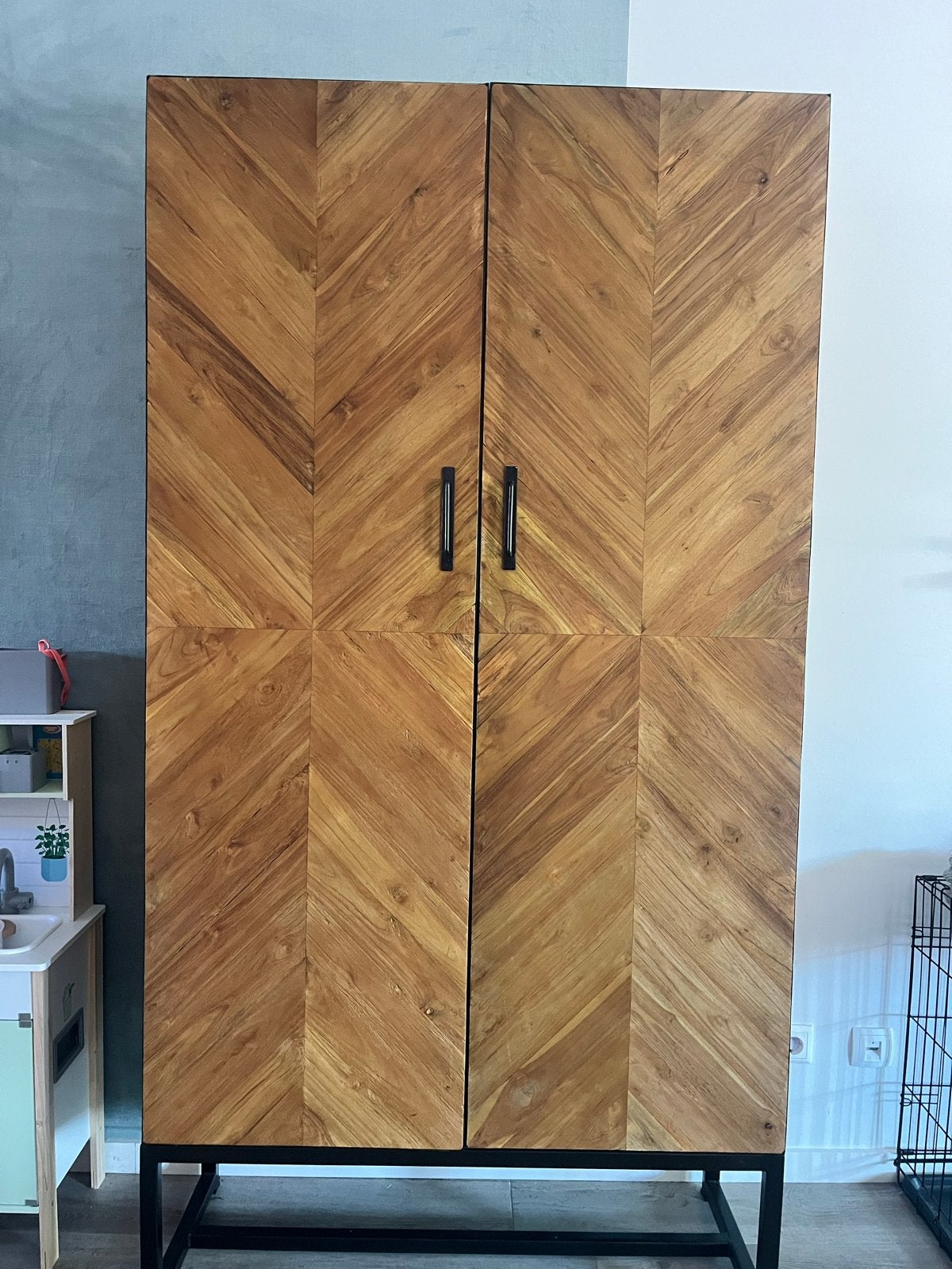 Houten opbergkast 200x105x40cm - Goede staat, Ophalen, Gebruikt, 200 cm of meer, Minder dan 150 cm