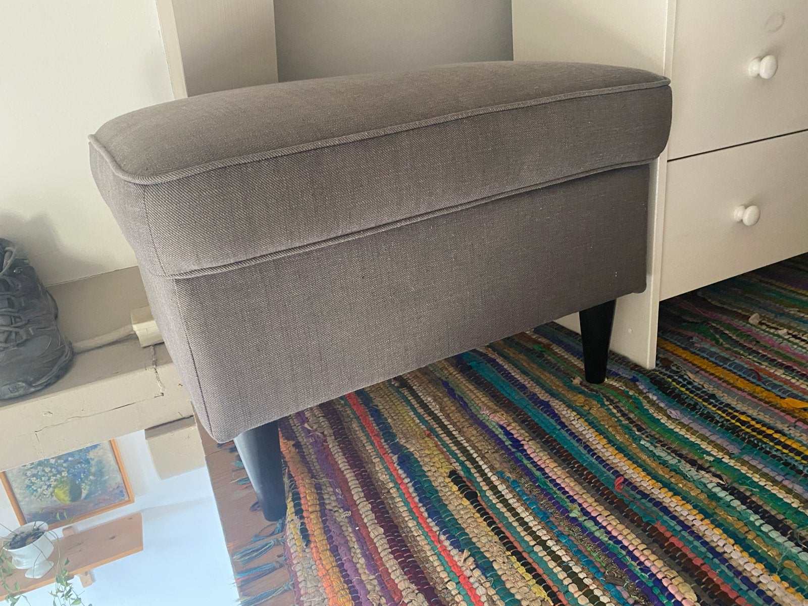 Ikea Strandmon voetenbankje, Ophalen, Gebruikt, Stof, Rechthoekig